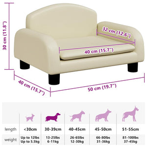 vidaXL Dog Bed Cream 50x40x30 cm Faux Leather