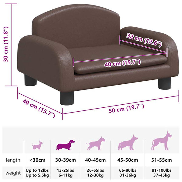 vidaXL Dog Bed Brown 50x40x30 cm Faux Leather