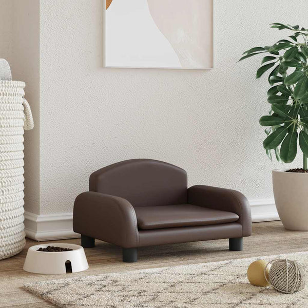 vidaXL Dog Bed Brown 50x40x30 cm Faux Leather