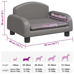 vidaXL Dog Bed Grey 50x40x30 cm Faux Leather