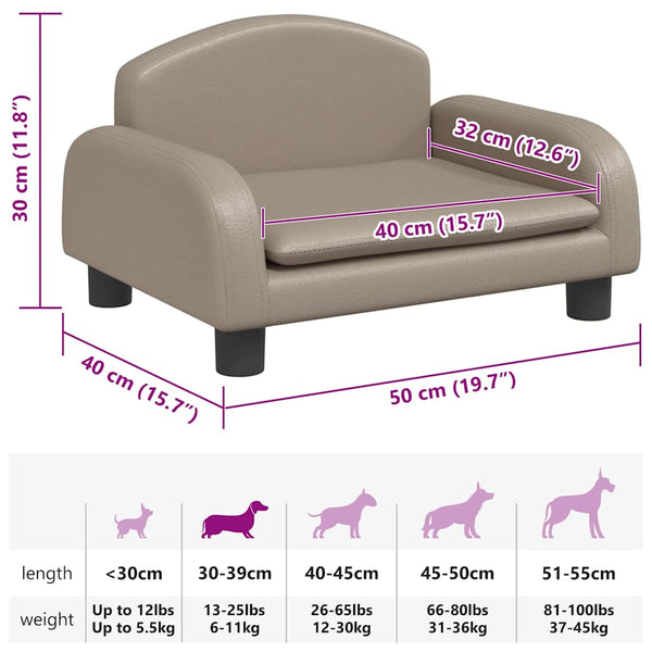 vidaXL Dog Bed Cappuccino Brown 50x40x30 cm Faux Leather