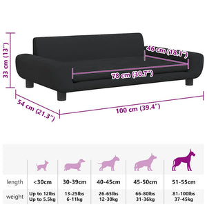 vidaXL Dog Bed Black 100x54x33 cm Velvet