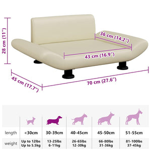 vidaXL Dog Bed Cream 70x45x28 cm Faux Leather