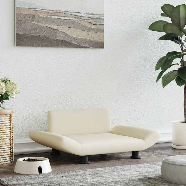 vidaXL Dog Bed Cream 70x45x28 cm Faux Leather