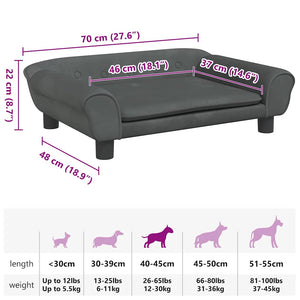 vidaXL Dog Bed Dark Gray 70x48x22 cm Velvet