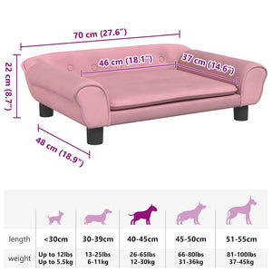 vidaXL Dog Bed Pink 70x48x22 cm Velvet
