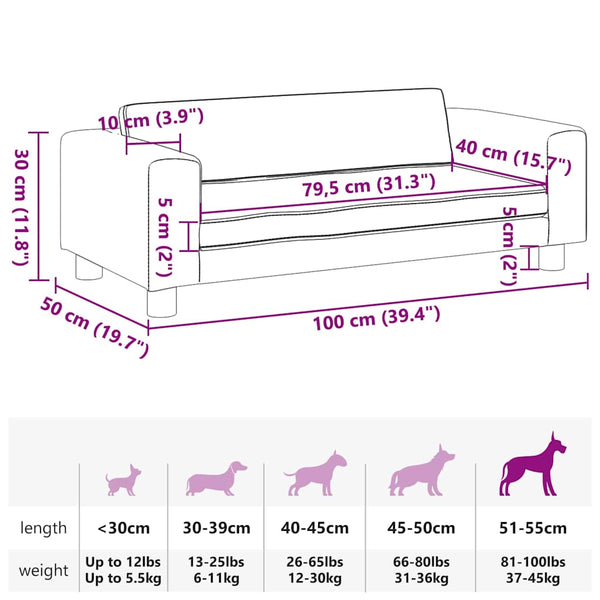 vidaXL Dog Bed with Extension Blue 100x50x30 cm Velvet
