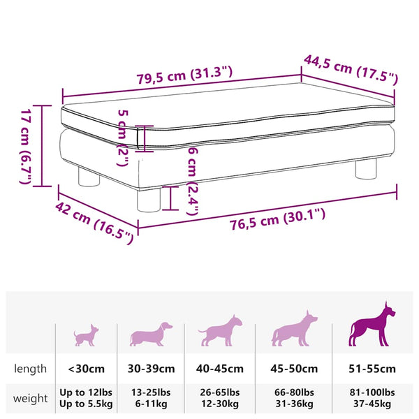 vidaXL Dog Bed with Extension Blue 100x50x30 cm Velvet