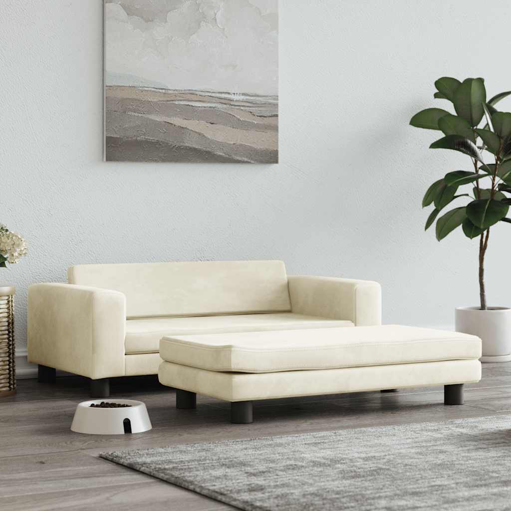 vidaXL Dog Bed with Extension Cream 100x50x30 cm Velvet