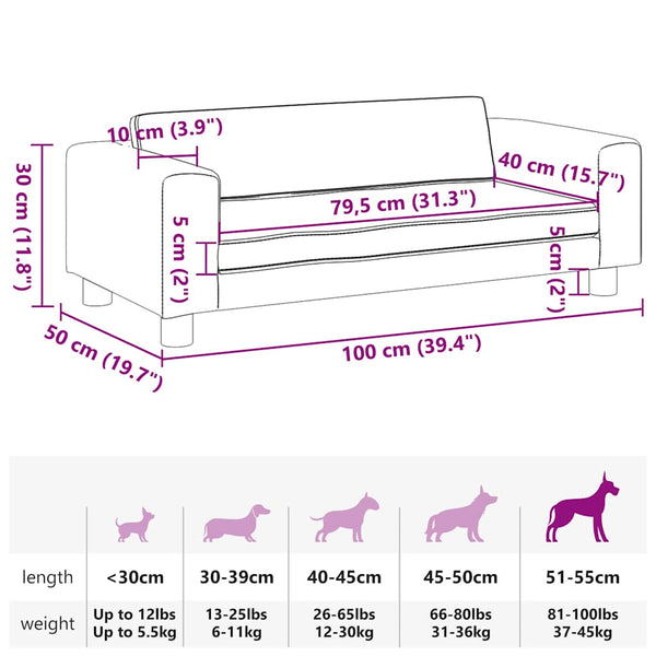 vidaXL Dog Bed with Extension Cream 100x50x30 cm Artificial Leather