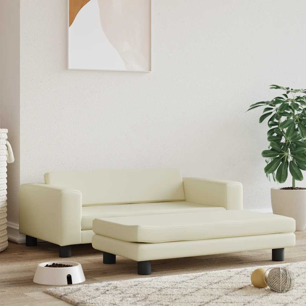 vidaXL Dog Bed with Extension Cream 100x50x30 cm Artificial Leather