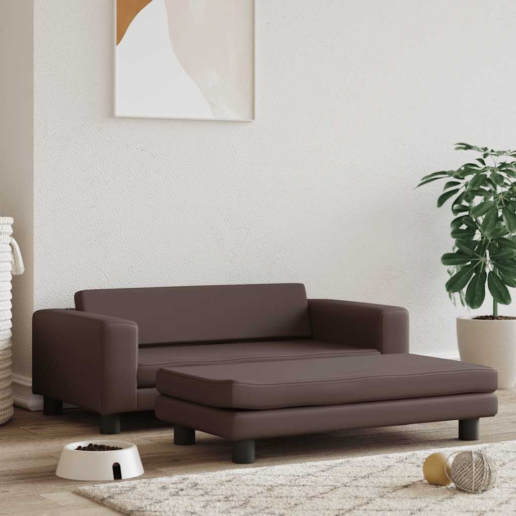 vidaXL Dog Bed with Extension Brown 100x50x30 cm Faux Leather