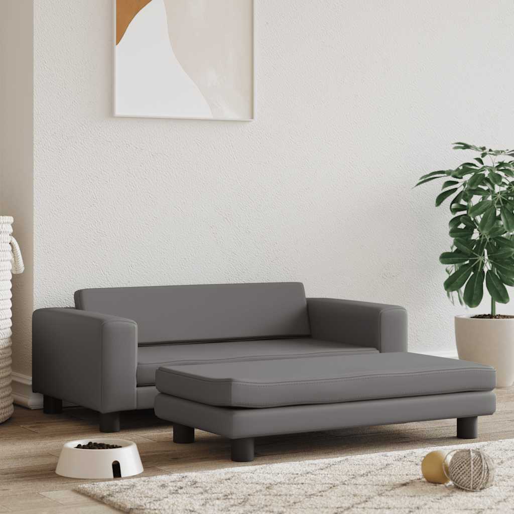 vidaXL Dog Bed with Extension Grey 100x50x30 cm Faux Leather
