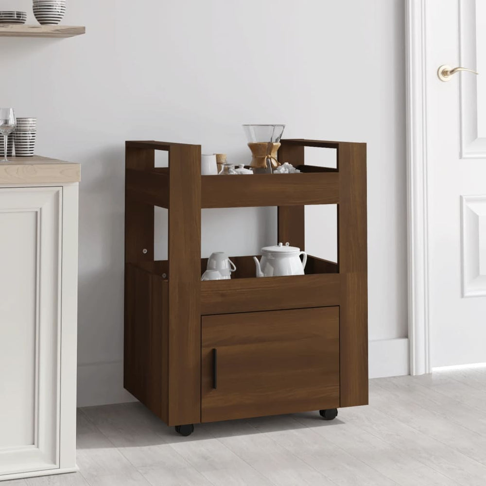 vidaXL Kitchen Trolley Brown Oak Look 60x45x80 cm Engineered Wood