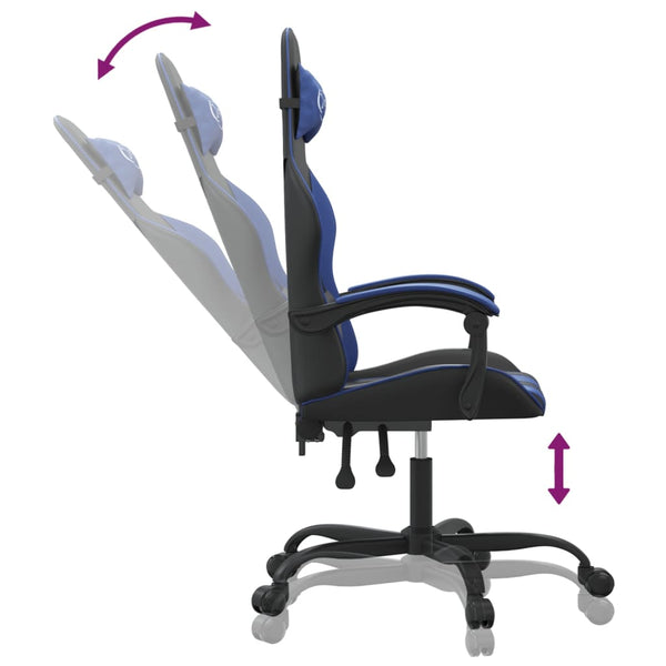 vidaXL Gaming Chair Black and Blue Faux Leather
