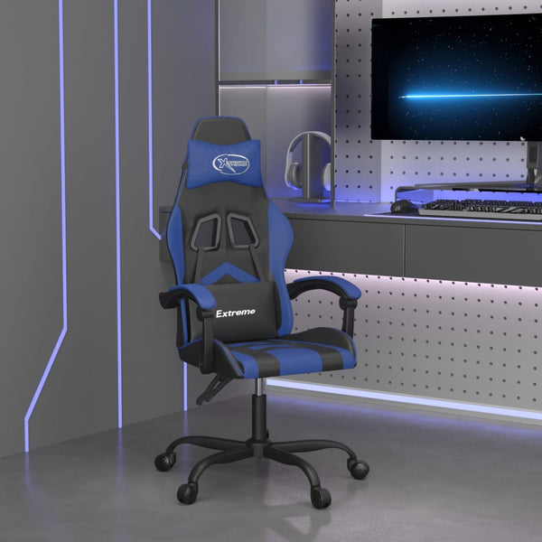 vidaXL Gaming Chair Black and Blue Faux Leather