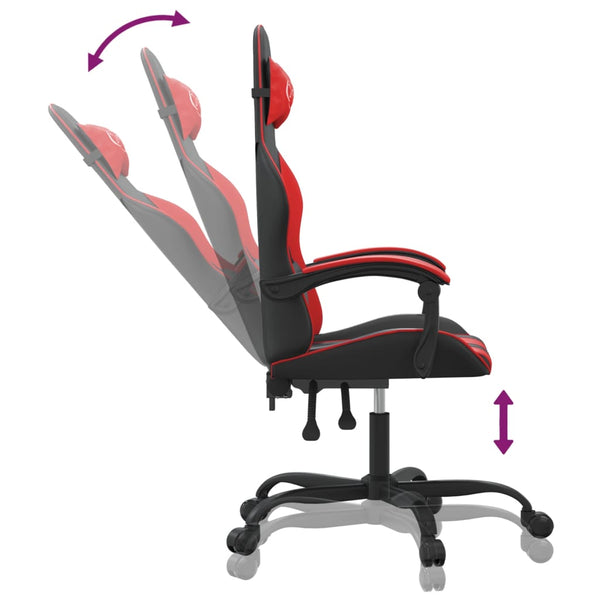 vidaXL Gaming Chair Black and Red Faux Leather