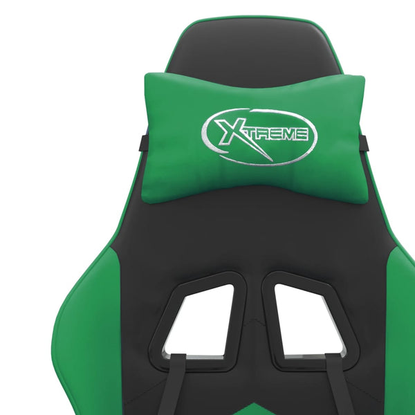 vidaXL Gaming Chair Black and Green Faux Leather