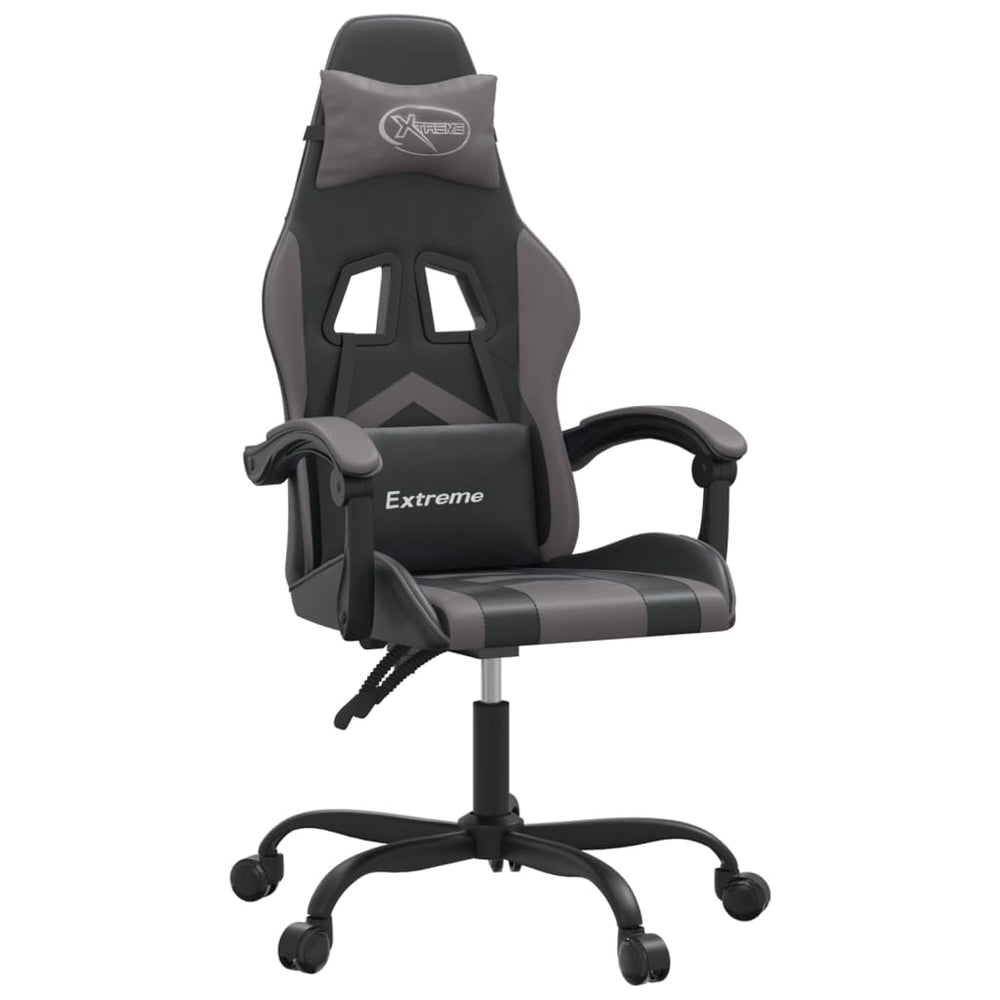 vidaXL Gaming Chair Black and Grey Faux Leather