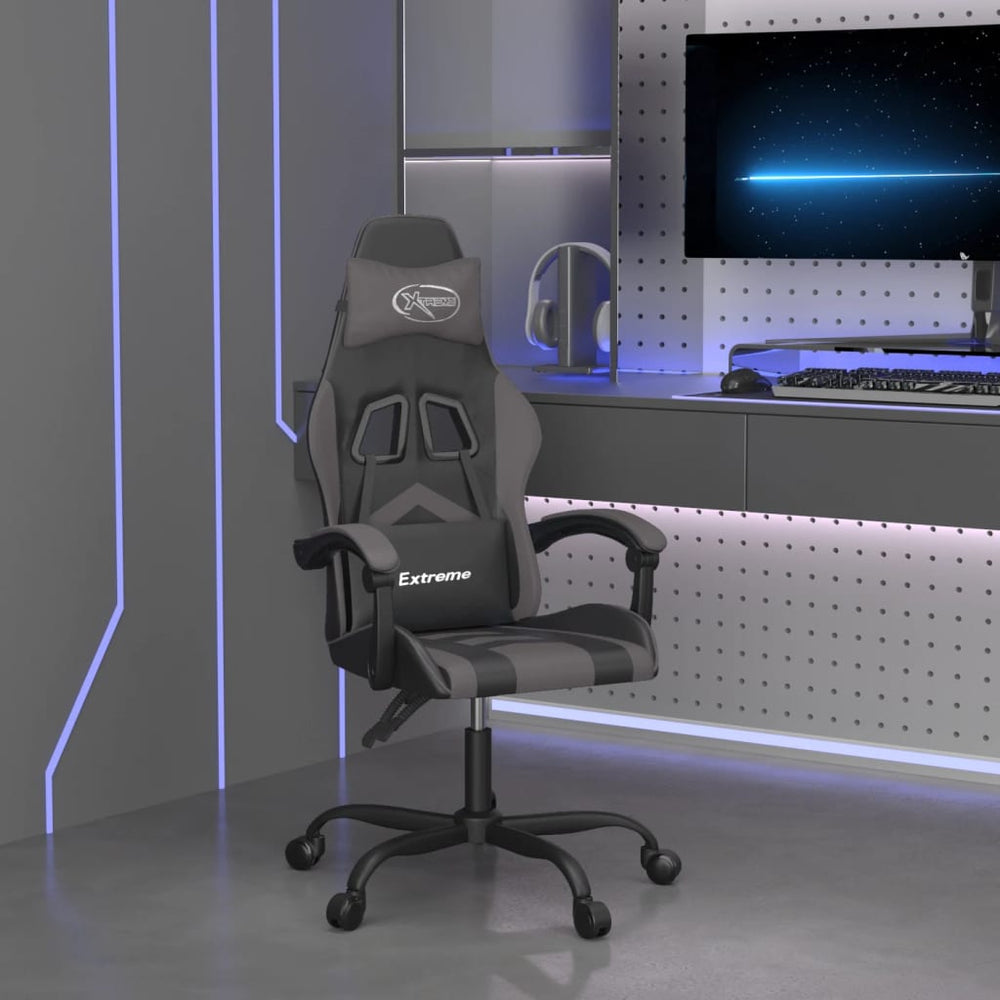 vidaXL Gaming Chair Black and Grey Faux Leather