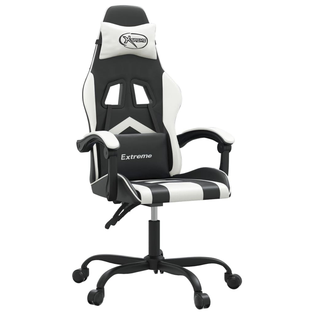 vidaXL Gaming Chair Black and White Faux Leather