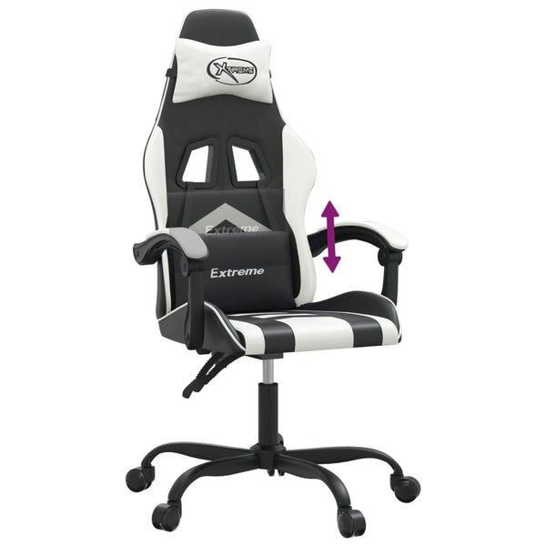 vidaXL Gaming Chair Black and White Faux Leather