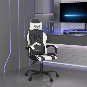 vidaXL Gaming Chair Black and White Faux Leather