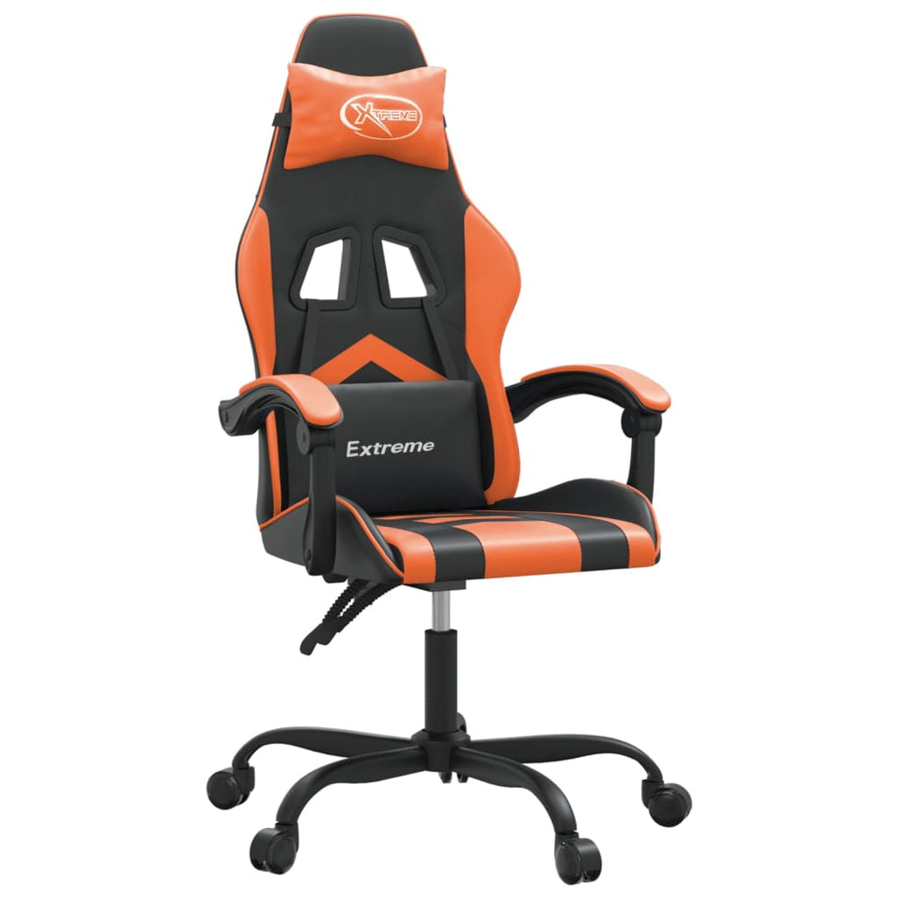 vidaXL Gaming Chair Black and Orange Faux Leather