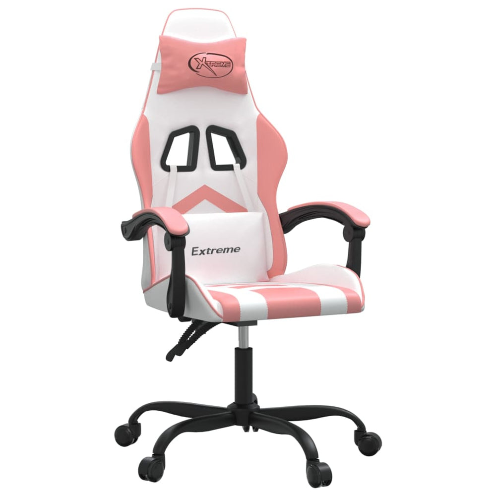 vidaXL Gaming Chair White and Pink Faux Leather