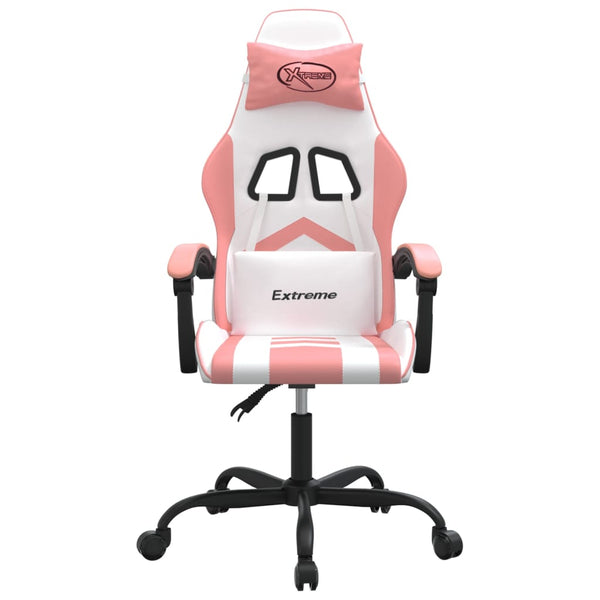 vidaXL Gaming Chair White and Pink Faux Leather