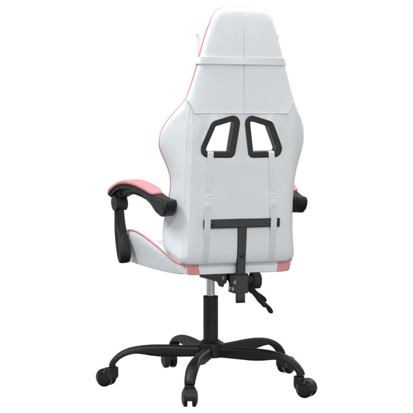 vidaXL Gaming Chair White and Pink Faux Leather