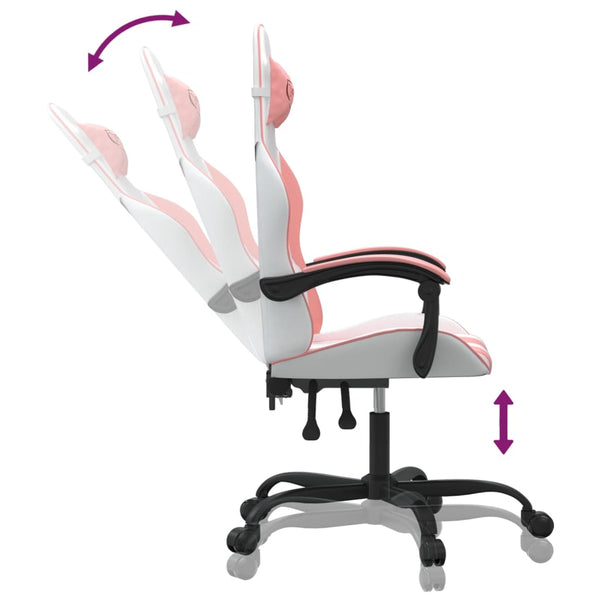 vidaXL Gaming Chair White and Pink Faux Leather