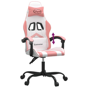 vidaXL Gaming Chair White and Pink Faux Leather