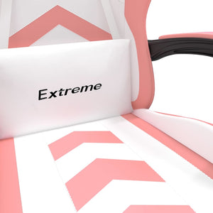 vidaXL Gaming Chair White and Pink Faux Leather