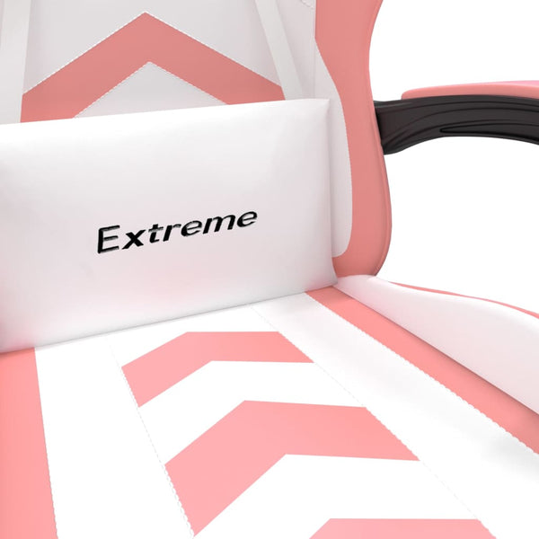 vidaXL Gaming Chair White and Pink Faux Leather