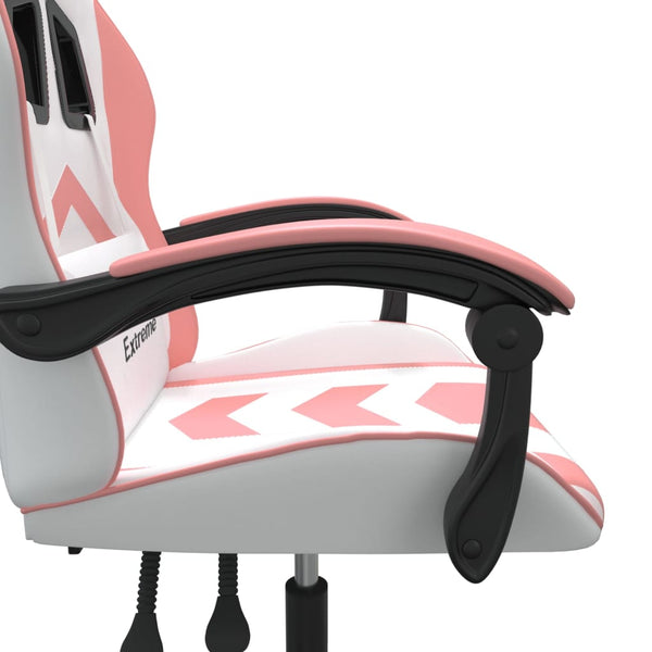 vidaXL Gaming Chair White and Pink Faux Leather