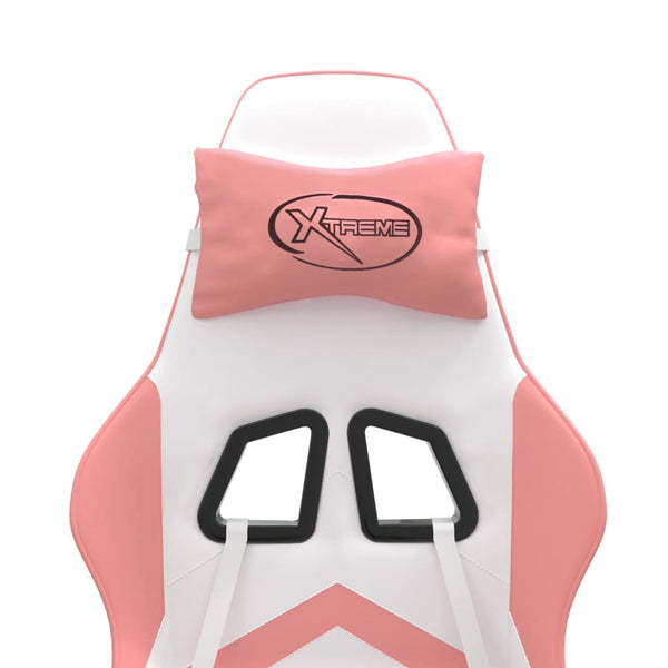 vidaXL Gaming Chair White and Pink Faux Leather