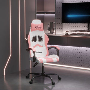 vidaXL Gaming Chair White and Pink Faux Leather