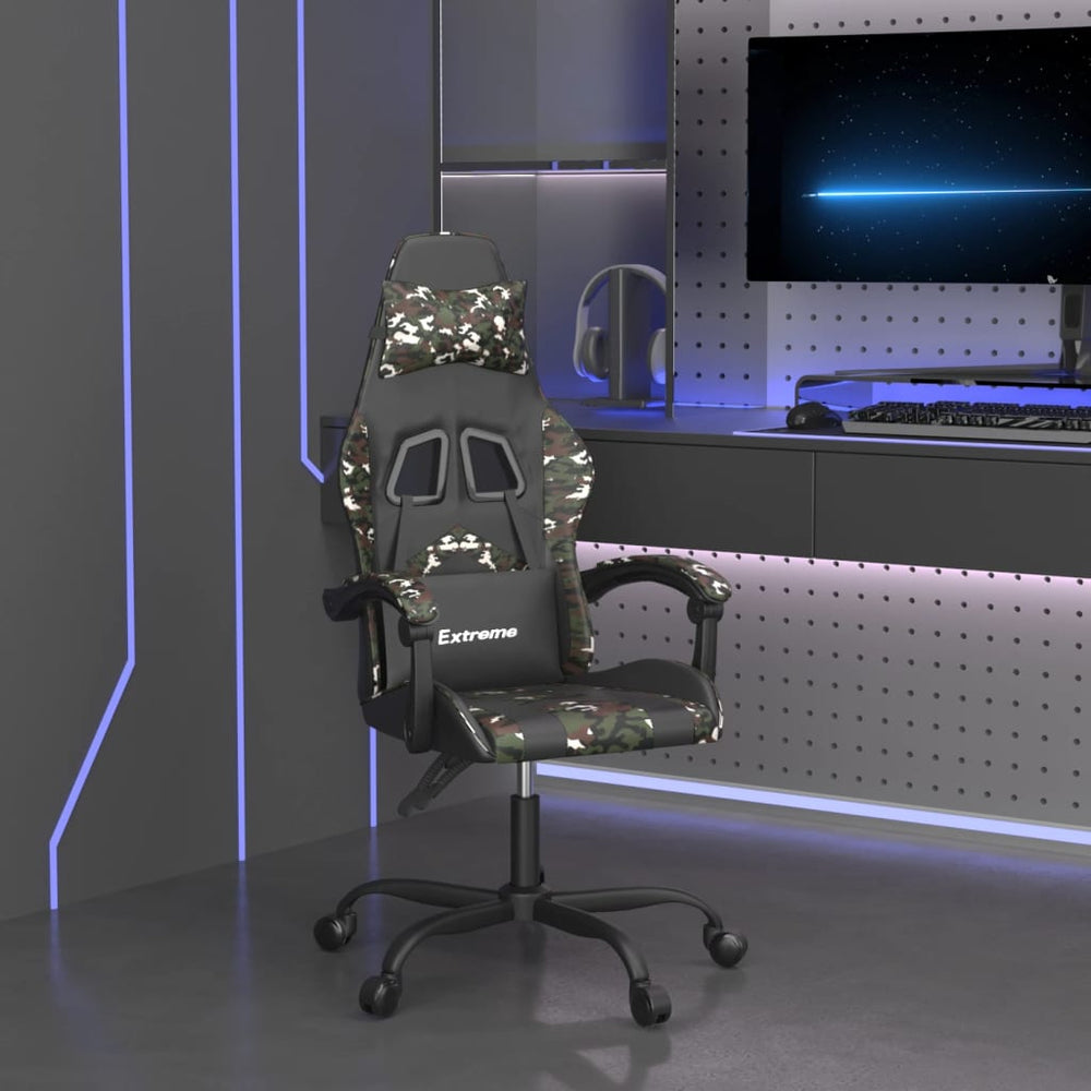 Gaming-Stuhl Schwarz und Tarnfarben Kunstleder