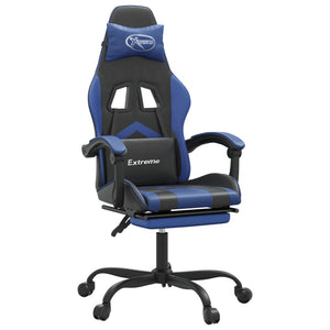 vidaXL Gaming Chair with Footrest Black and Blue Faux Leather