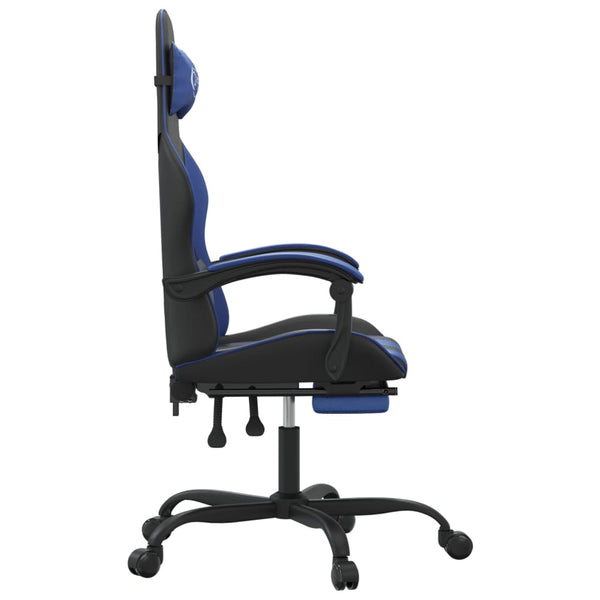 vidaXL Gaming Chair with Footrest Black and Blue Faux Leather