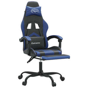 vidaXL Gaming Chair with Footrest Black and Blue Faux Leather