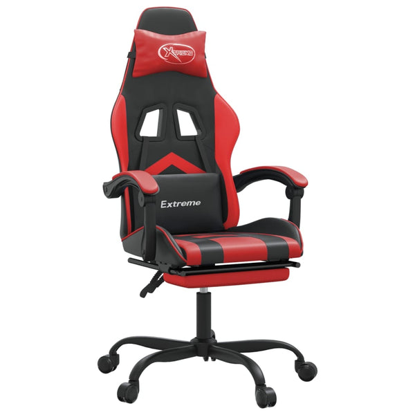 vidaXL Gaming Chair with Footrest Black and Red Faux Leather