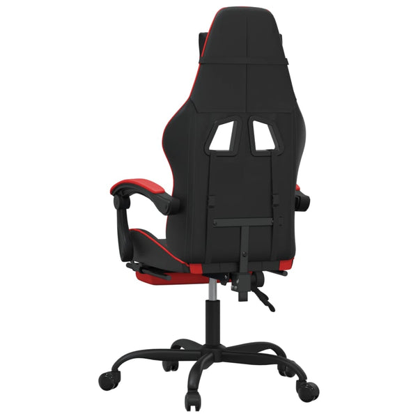 vidaXL Gaming Chair with Footrest Black and Red Faux Leather