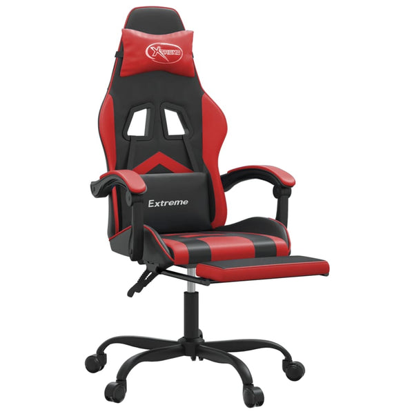 vidaXL Gaming Chair with Footrest Black and Red Faux Leather