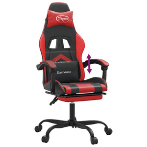 vidaXL Gaming Chair with Footrest Black and Red Faux Leather