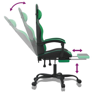vidaXL Gaming Chair with Footrest Black and Green Faux Leather
