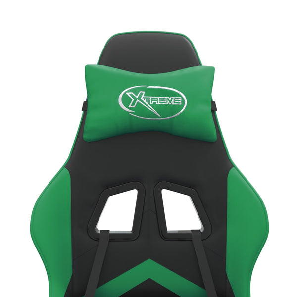 vidaXL Gaming Chair with Footrest Black and Green Faux Leather