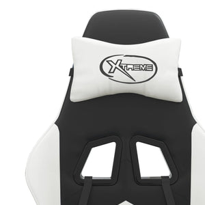vidaXL Gaming Chair with Footrest Black and White Faux Leather