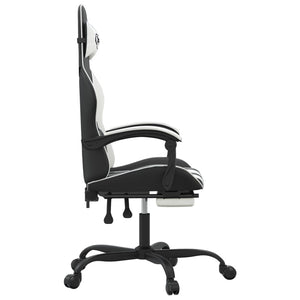 vidaXL Gaming Chair with Footrest Black and White Faux Leather